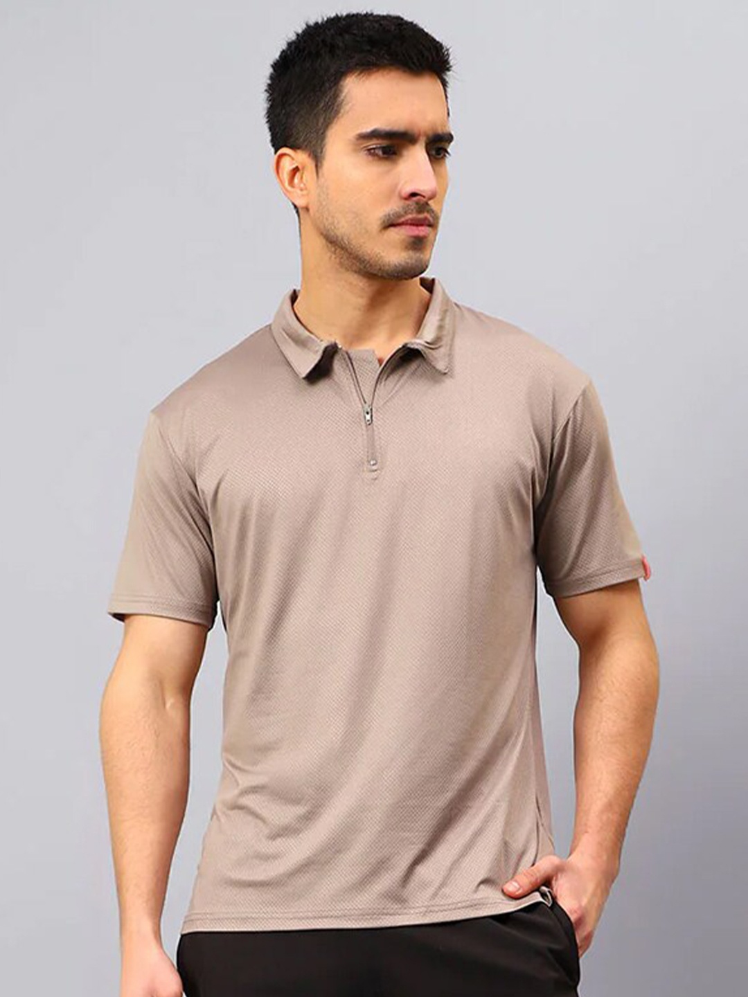 

SUMISO Rapid-Dry Sports Zipped Polo T-shirt, Beige