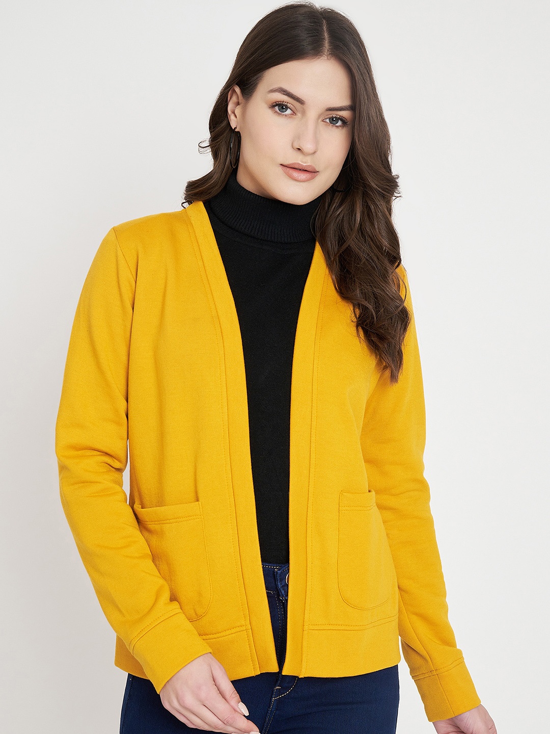

BRINNS Fleece Open Front Jacket, Mustard