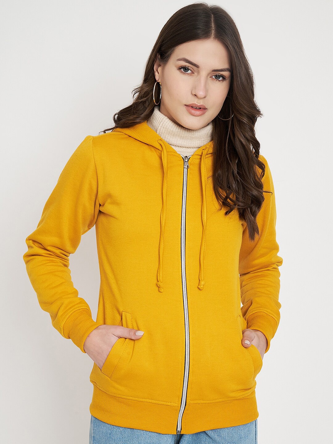 

BRINNS Hooded Fleece Front-Open Sweatshirt, Mustard