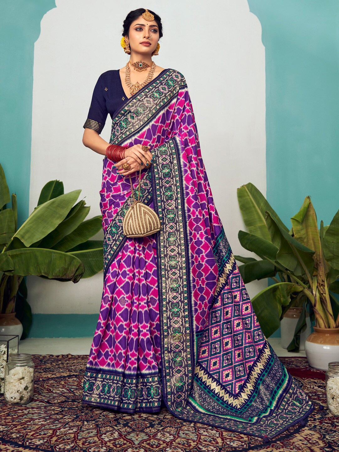 

Saree mall Ethnic Motifs Tussar Saree, Purple