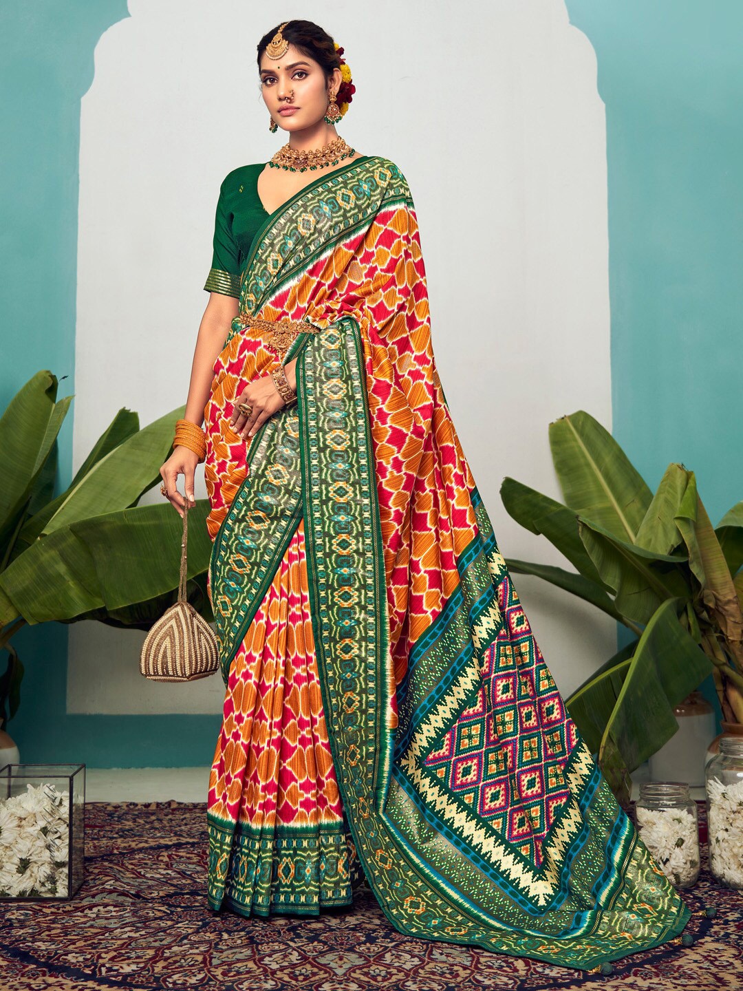 

Saree mall Ethnic Motifs Banarasi Saree, Orange