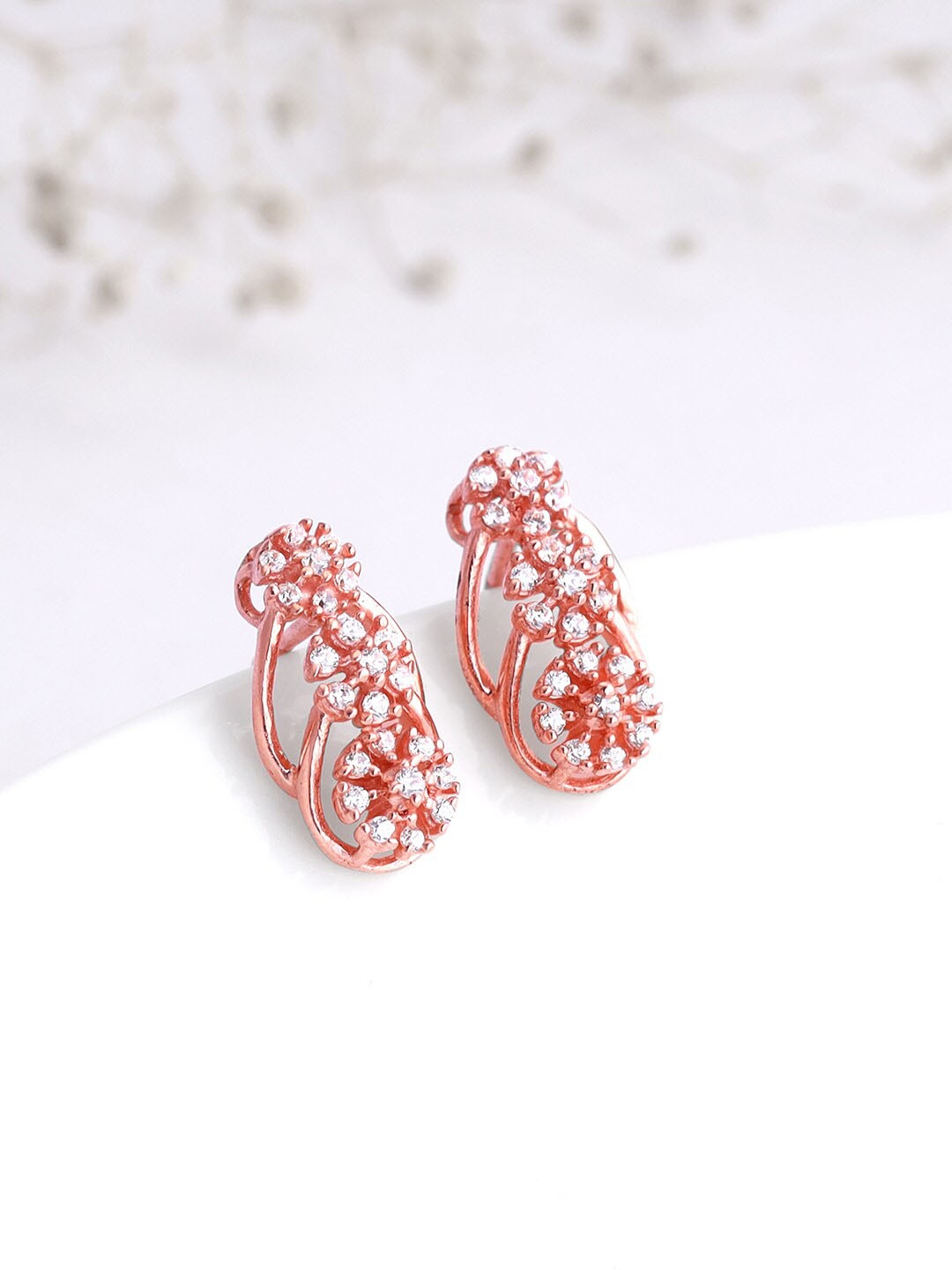 

GIVA Rose Gold-Plated Zircon-Studded Contemporary Studs Earrings