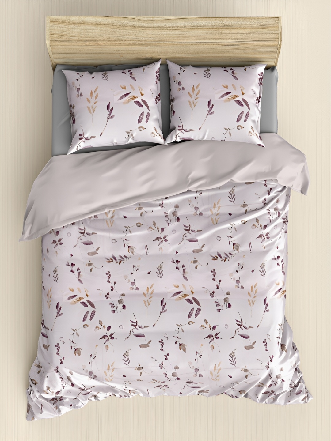 

borato Pink & Purple Floral 210 TC Cotton King Bedsheet with 2 Pillow Covers