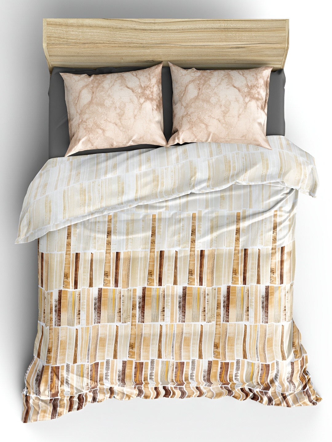 

borato Yellow & White 210 TC King Bedsheet with 2 Pillow Covers