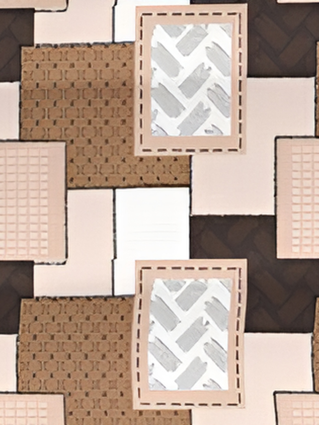 

borato Cream-Coloured & White Geometric 210 TC King Bedsheet with 2 Pillow Covers
