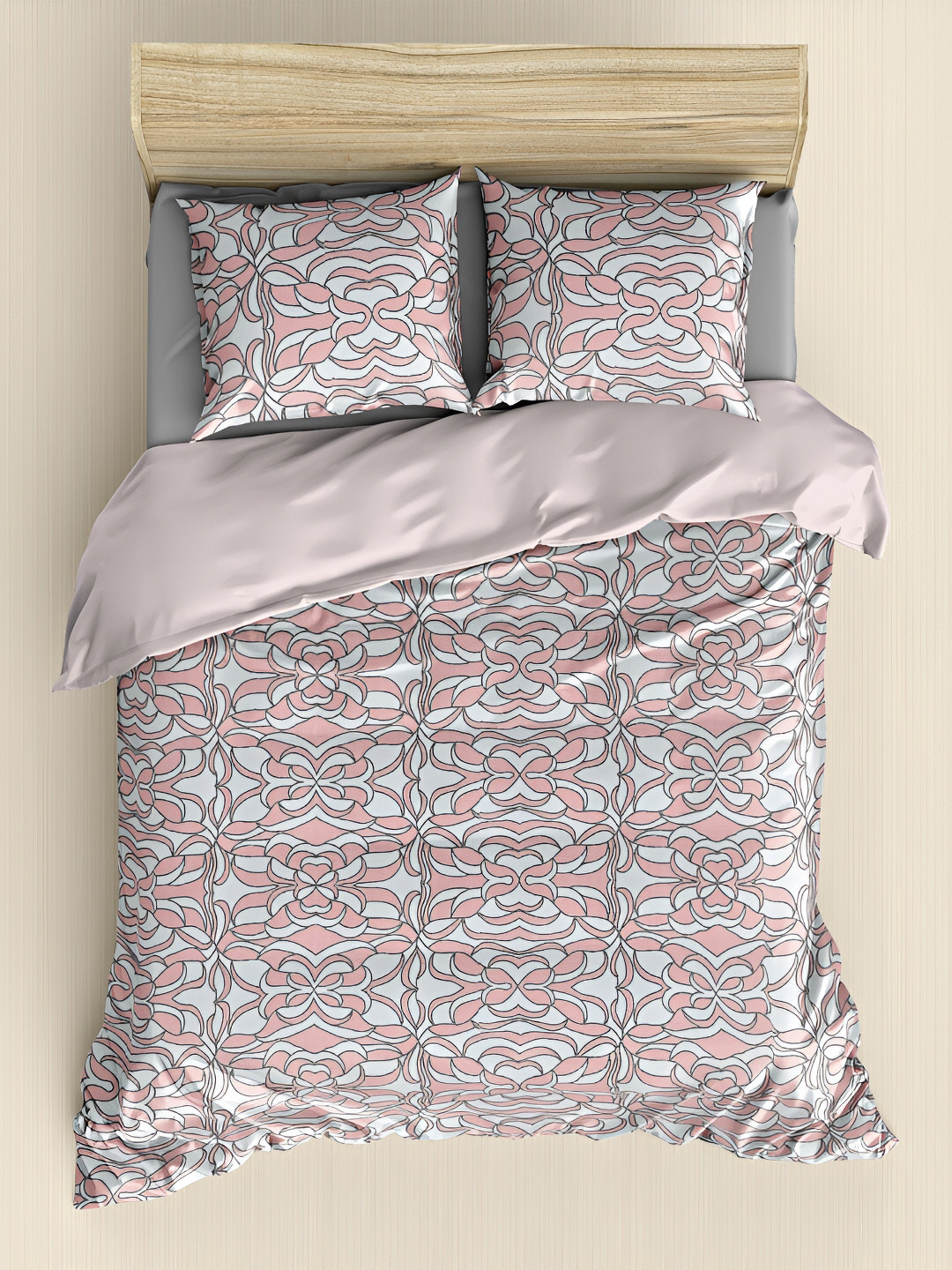 

borato Pink & White 210 TC King Cotton Bedsheet with 2 Pillow Covers