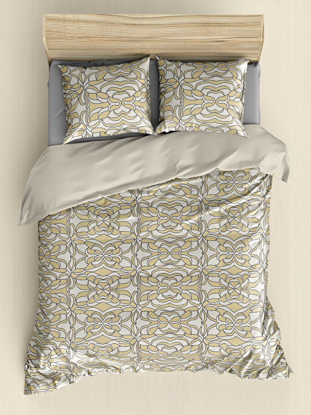 

borato Yellow & White 210 TC King Cotton Bedsheet with 2 Pillow Covers