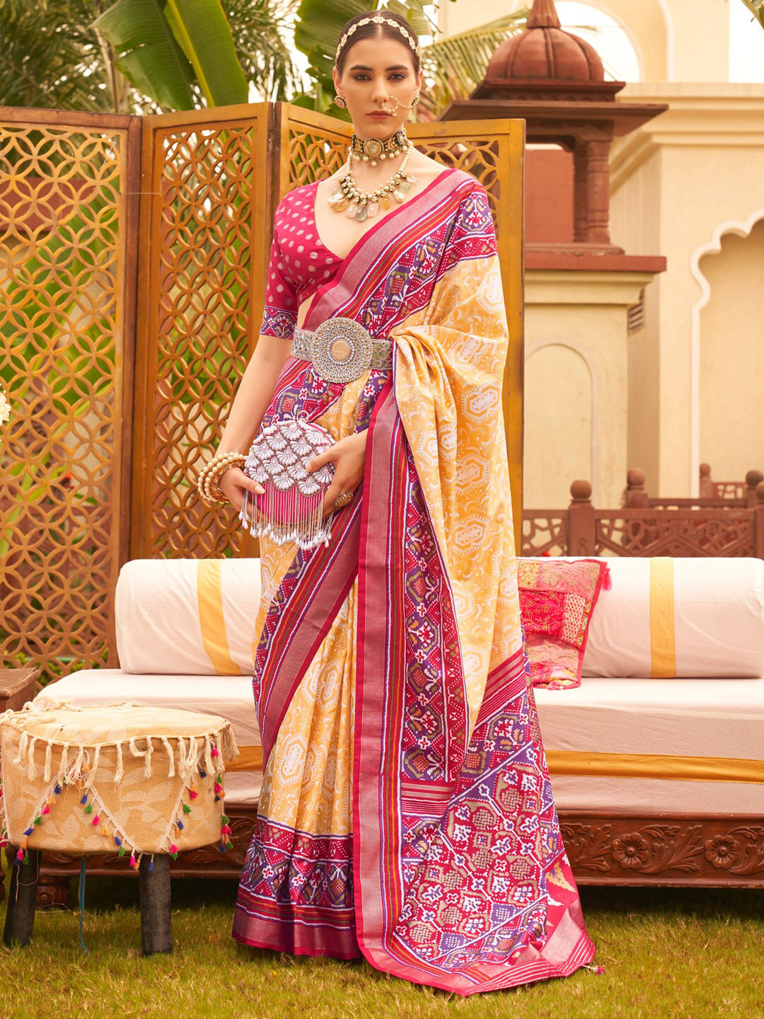 

Anouk Ethnic Motifs Zari Patola Saree, Yellow