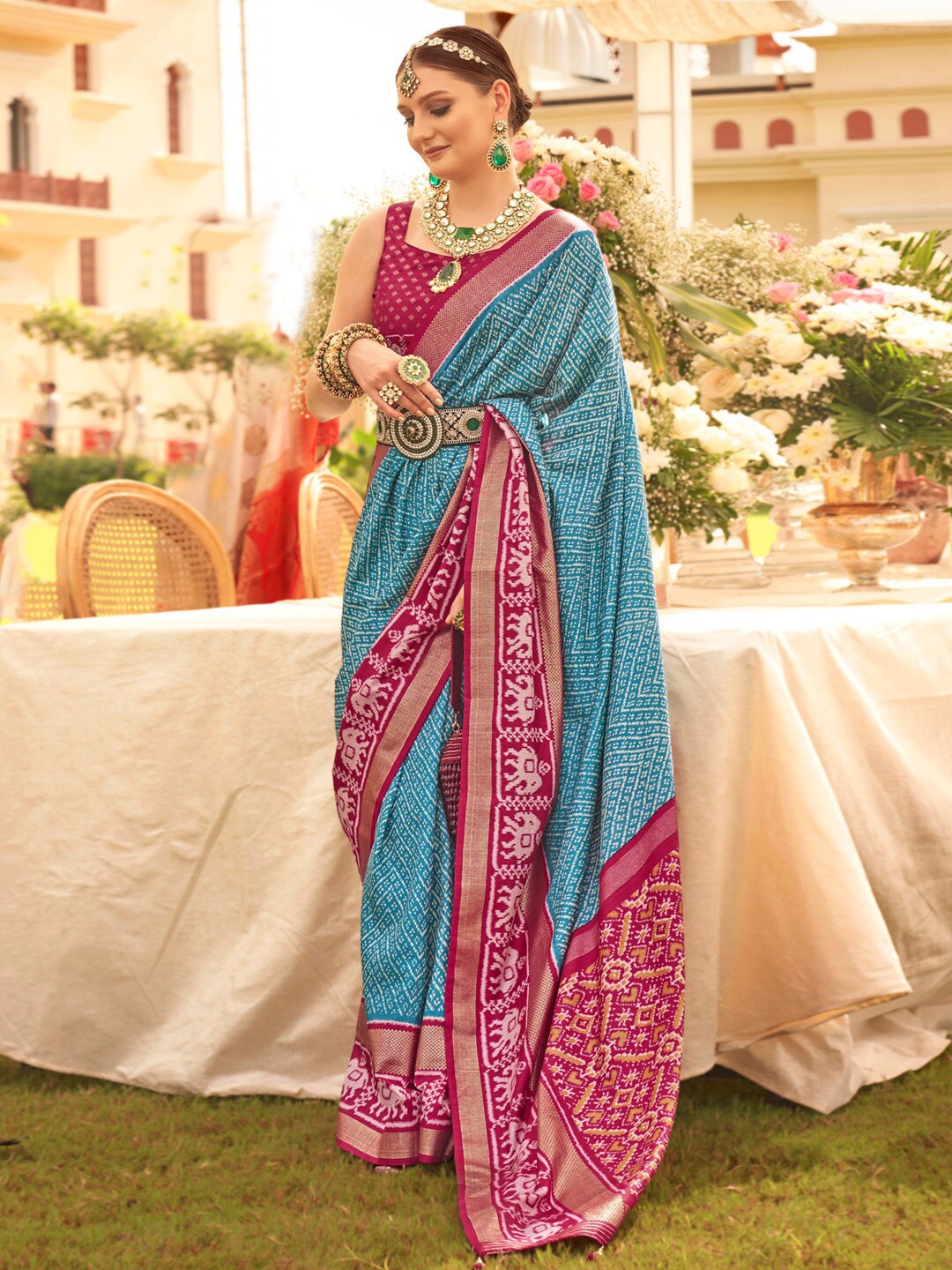 

Anouk Ethnic Woven Design Zari Patola Saree, Blue