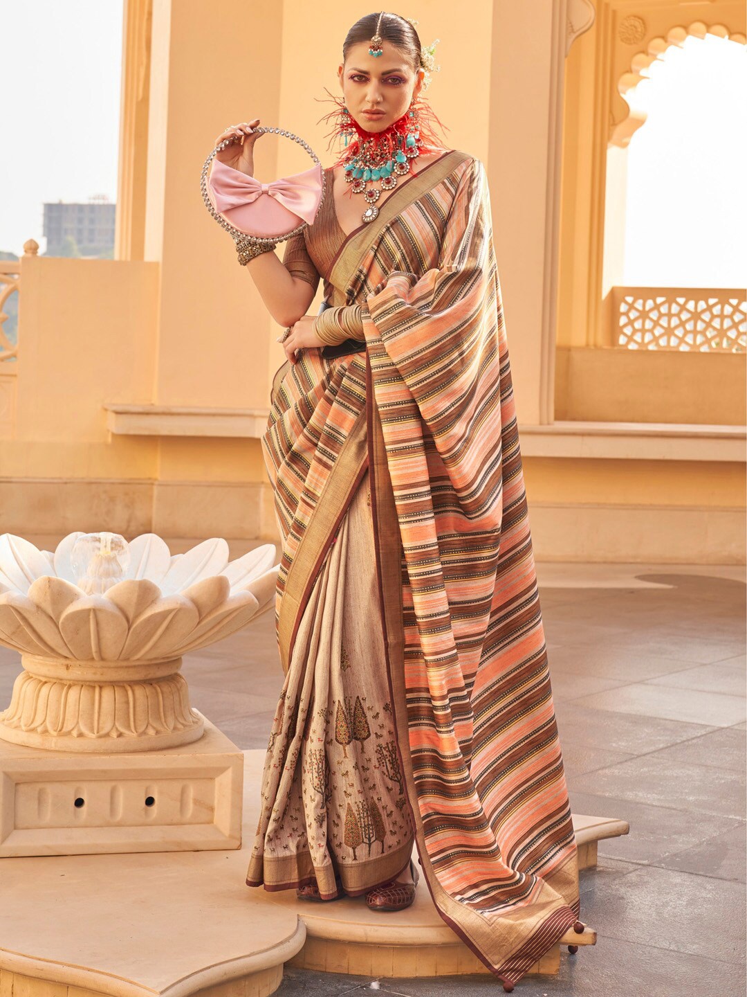

Anouk Ethnic Woven Design Zari Banarasi Saree, Brown