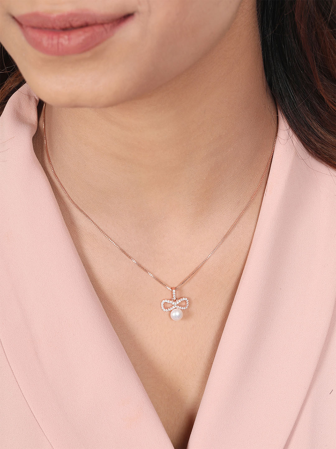 

Zavya 925 Pure Sterling Silver Rose Gold-Plated Floral Pendants with Chains