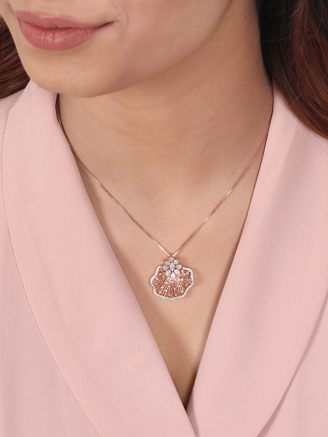 

Zavya Rose Gold Plated Sterling Silver Cubic Zirconia Pendants with Chains