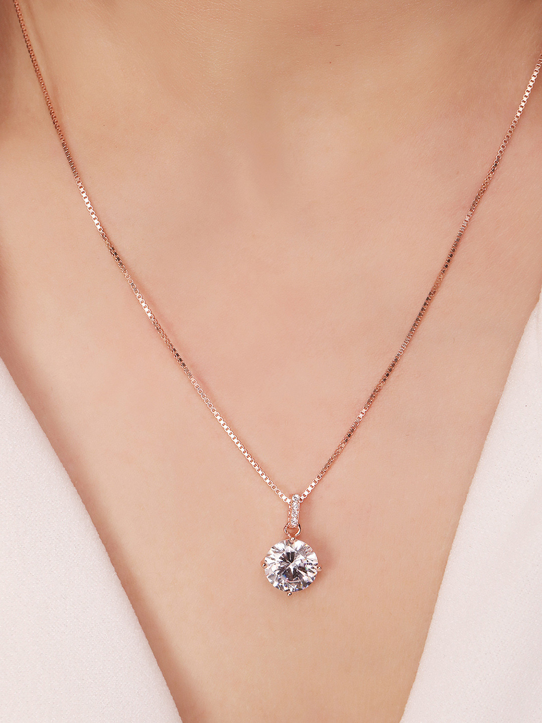 

Zavya Rose Gold Plated Sterling Silver Cubic Zirconia Pendants with Chains