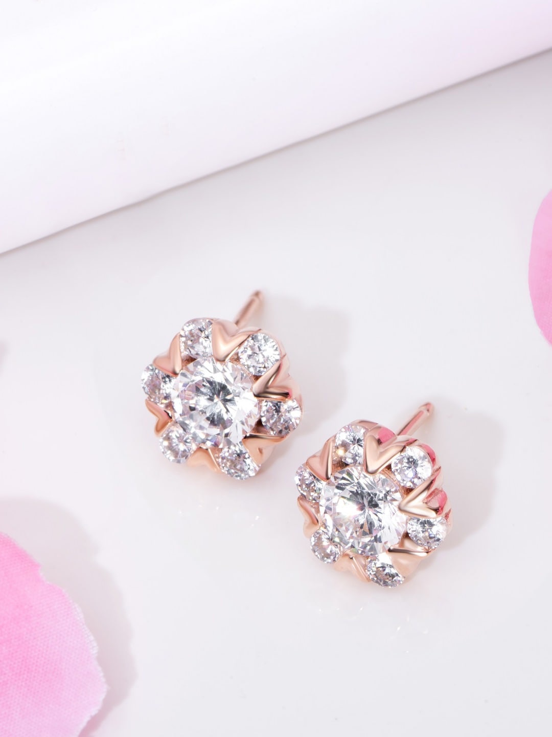 

Zavya Rose Gold-Plated Studs Earrings