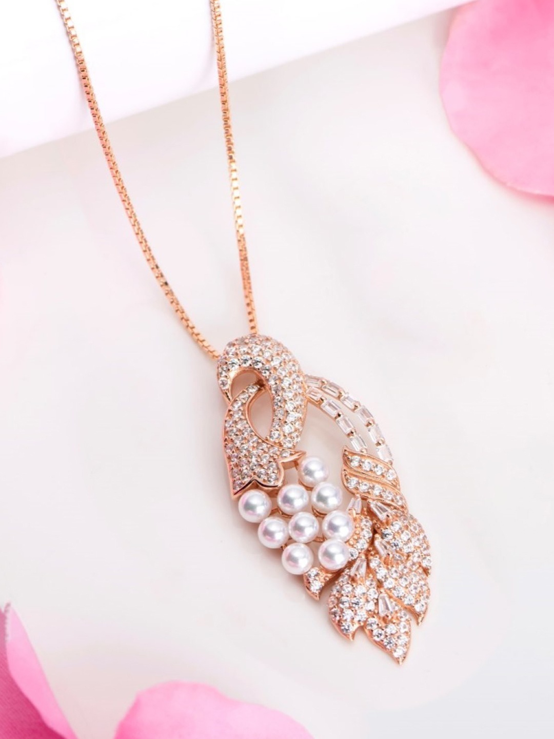 

Zavya Rose Gold Plated Sterling Silver Cubic Zirconia Pendants with Chains