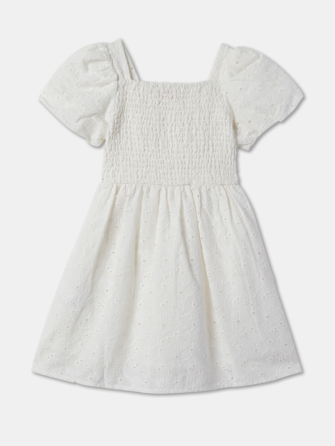 

R&B Girls Embellished Fit & Flare Dress, White