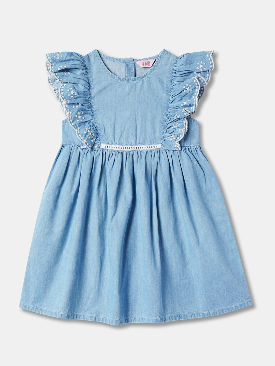

R&B Girls Flutter Sleeve Fit & Flare Dress, Blue