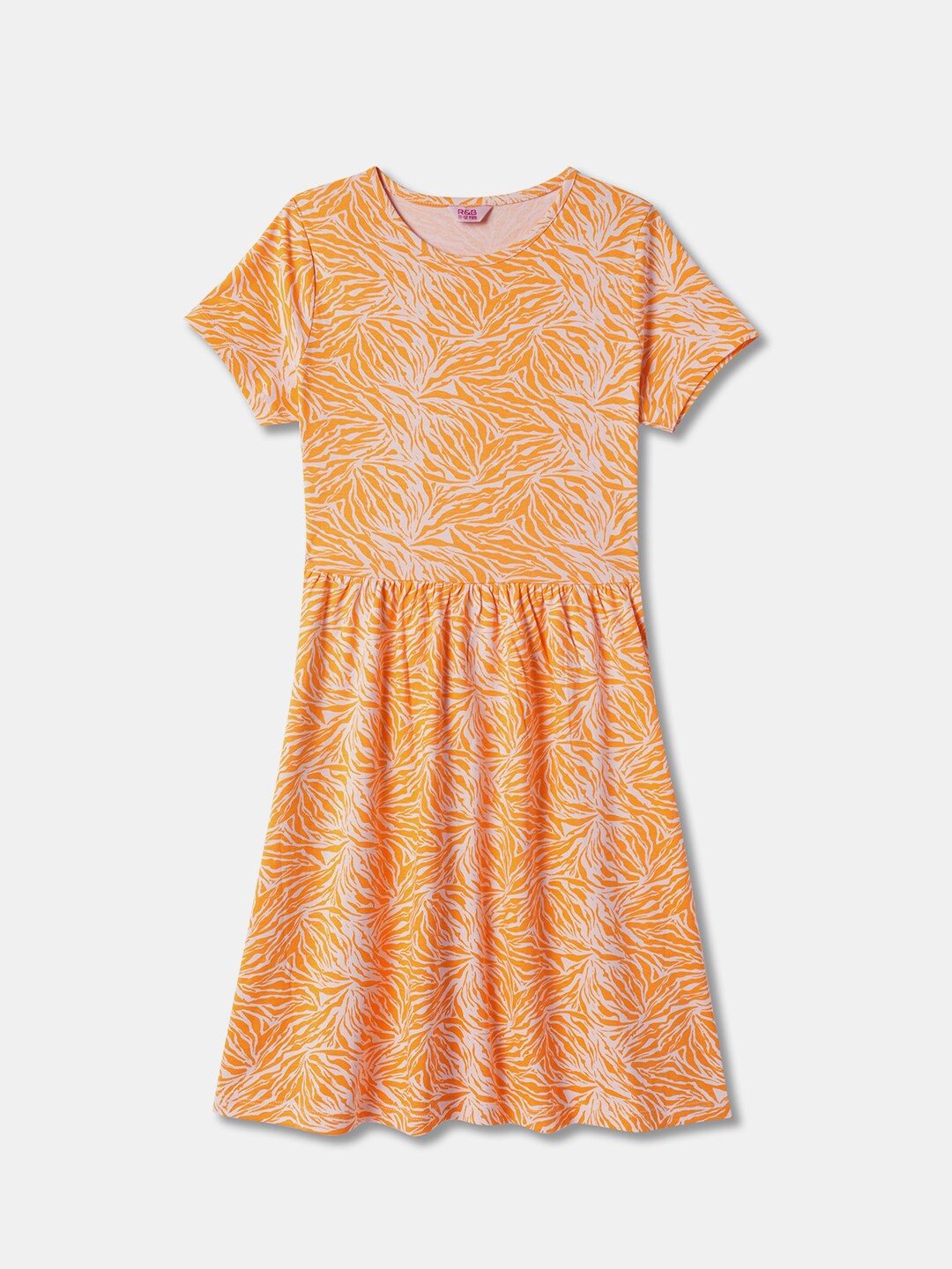 

R&B Girls Printed A-Line Cotton Maxi Dress, Pink