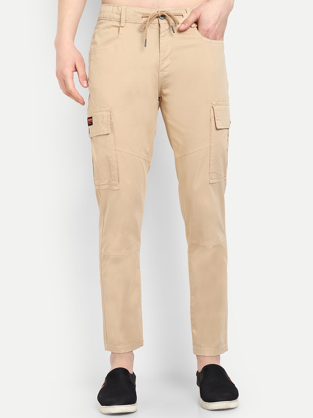 

CARBONN CLOTH Men Cotton Cargos Trousers, Beige