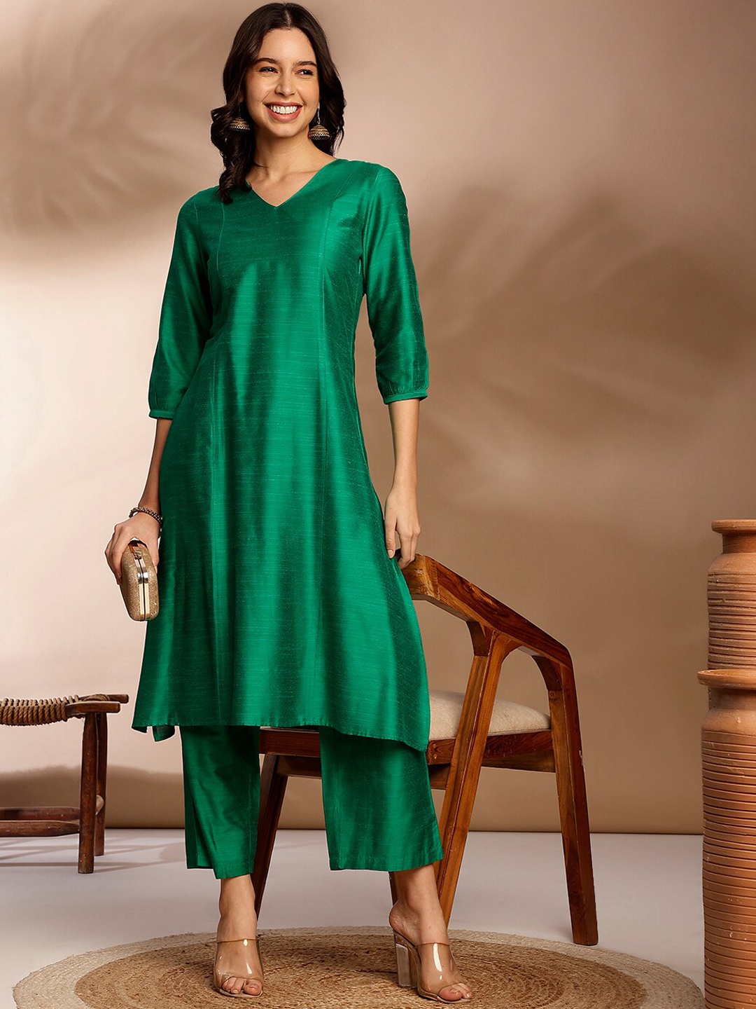 

Anouk Empire A Line Kurta With Palazzos, Green