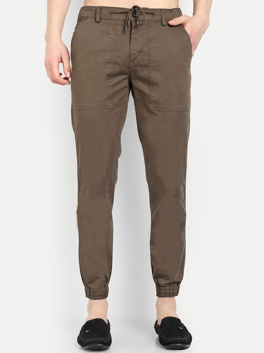 

CARBONN CLOTH Men Cotton Joggers Trousers, Brown