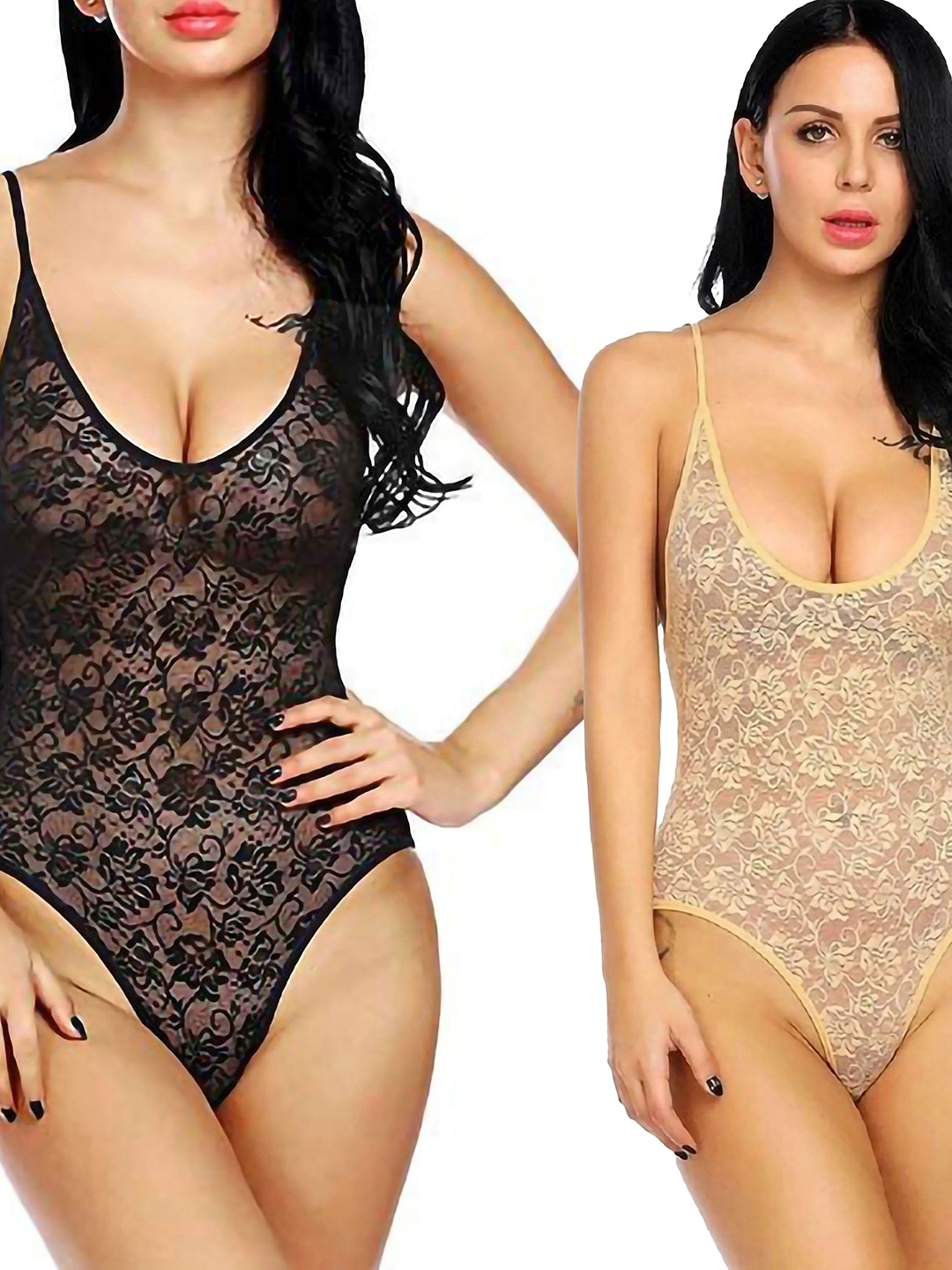 

AROUSY Pack of 2 Self Design Shoulder Straps Net Baby Doll, Black