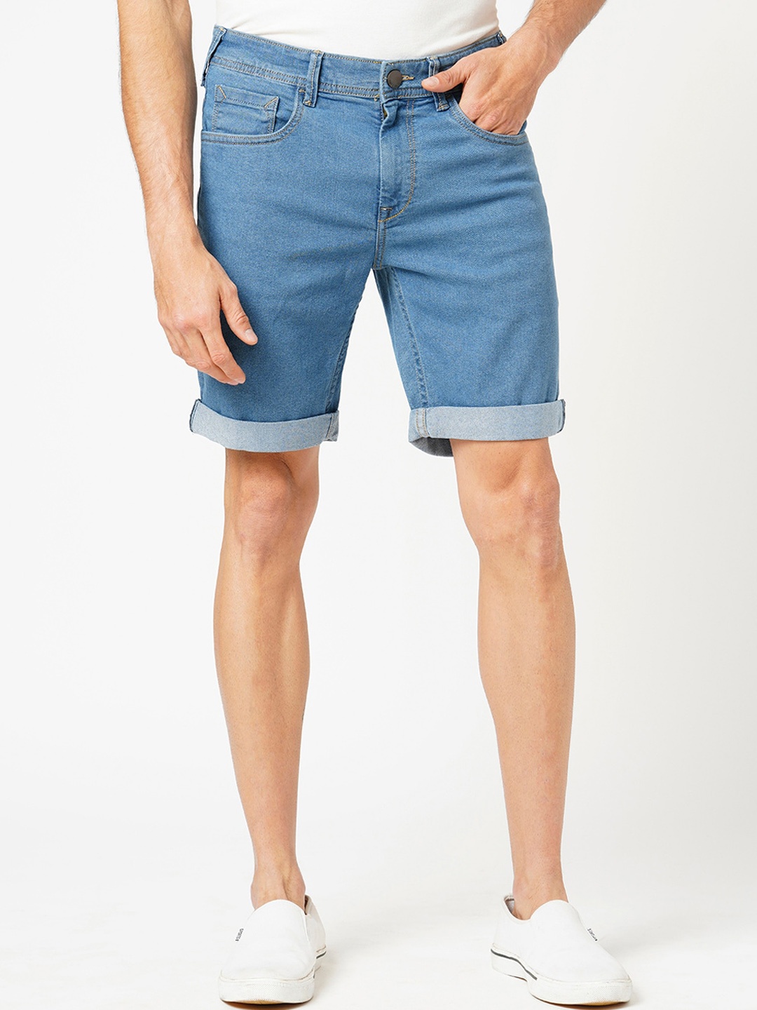

Harvard Men Slim Fit Low-Rise Denim Shorts, Blue