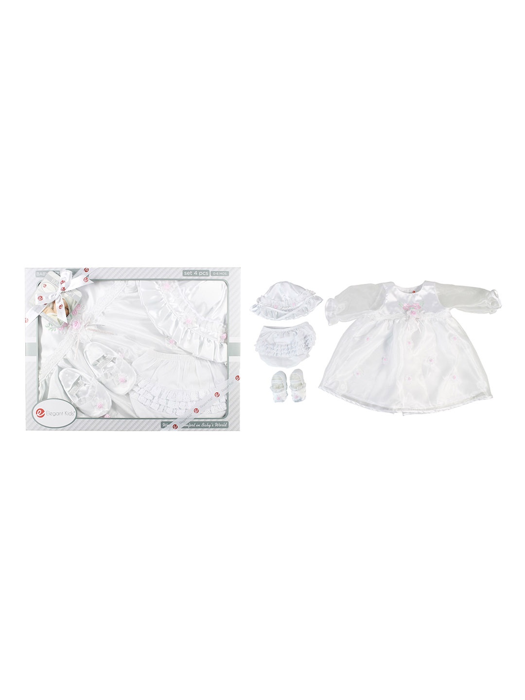 

BAESD Infant Girls Pack Of 4 Baby Apparel Gift Set, White