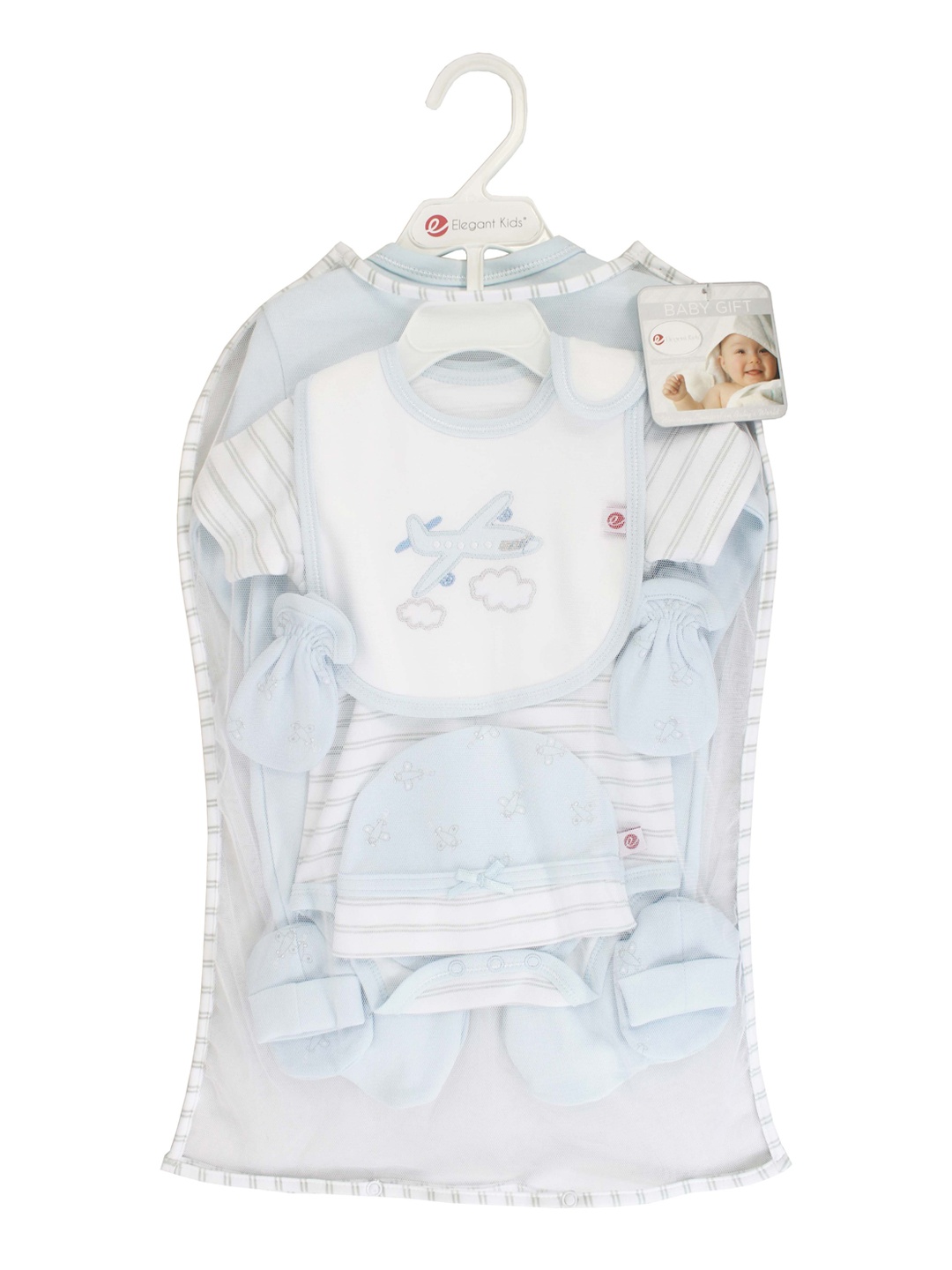 

BAESD Infant Boys Pack Of 6 Pure Cotton Baby Apparel Gift Set, Blue