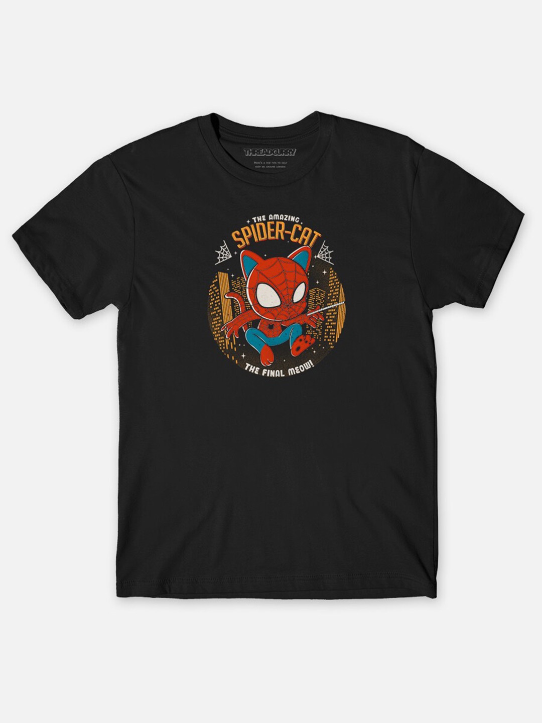

THREADCURRY Boys Comic Printed Cotton T-shirt, Black