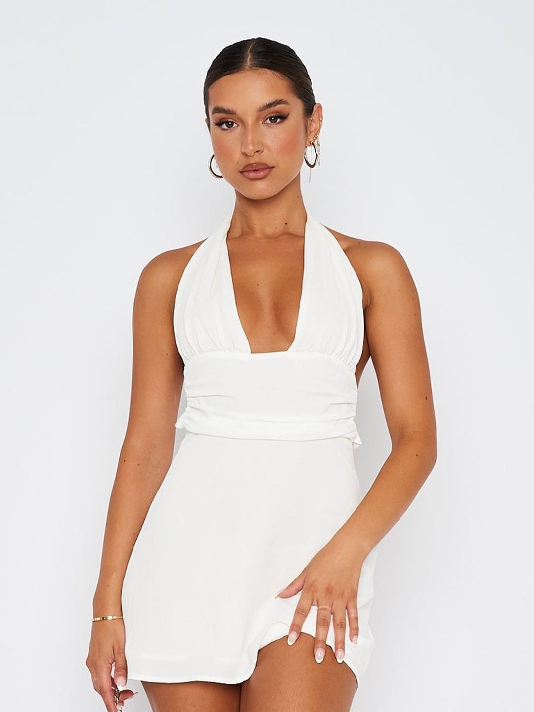 

Outcast Sleeveless Halter Neck Sheath Dress, White