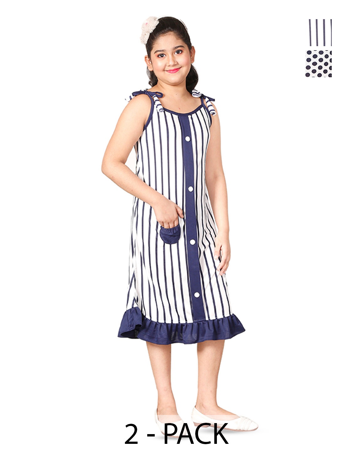 

BAESD Girls Shoulder Straps Striped Print A-Line Midi Dress, Multi