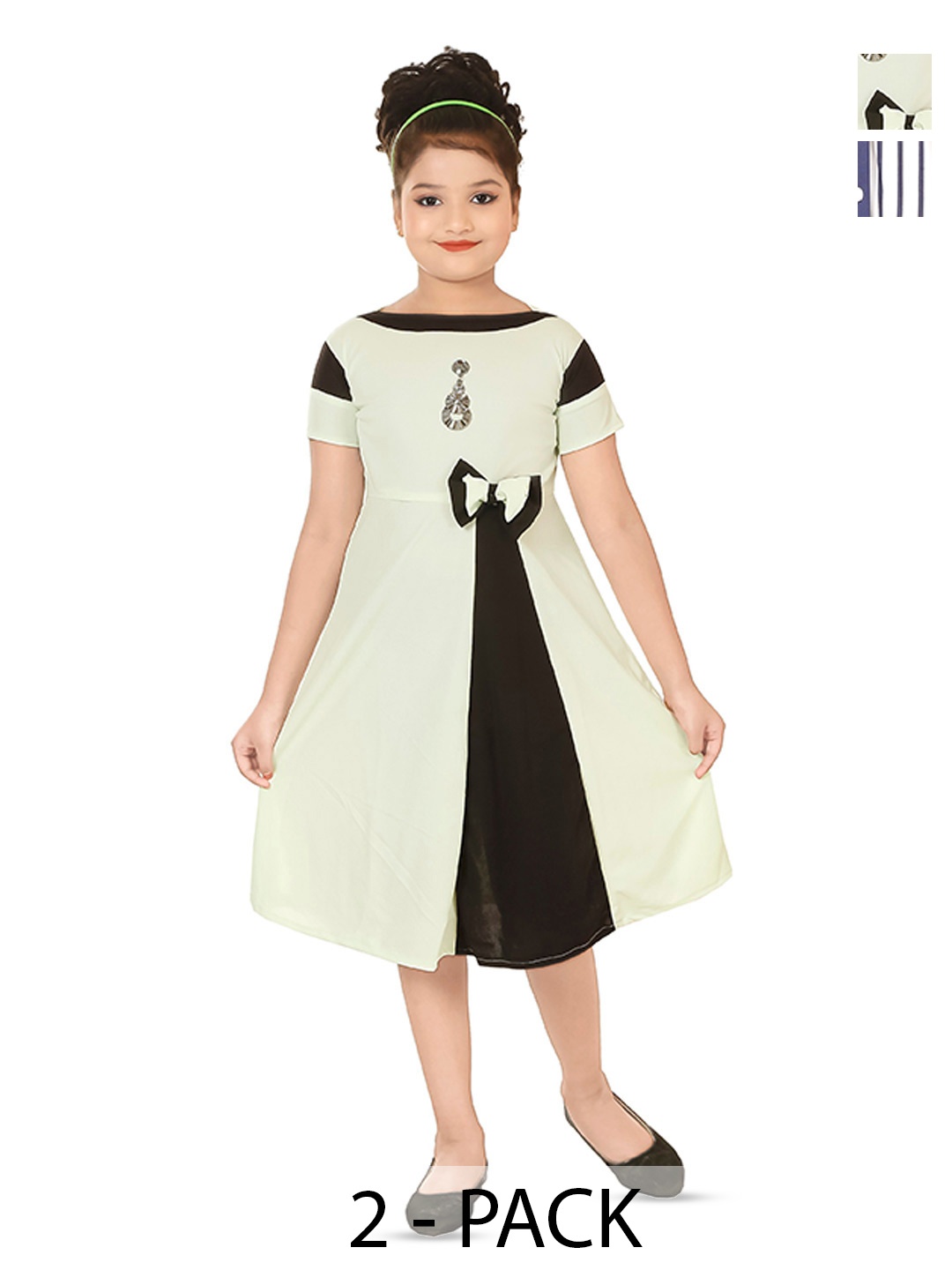 

BAESD Girls Pack Of 2 Striped A-Line Midi Dress, Multi