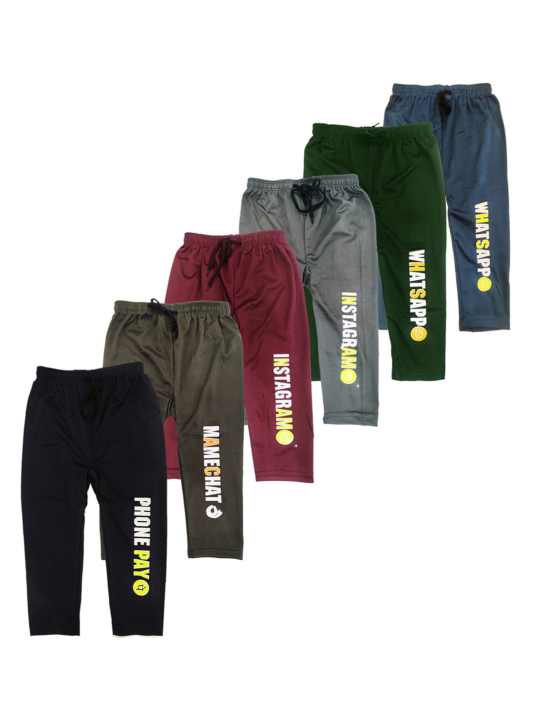 

BAESD Unisex Kids Pack of 6 Typography Printed Mid-Rise Pure Cotton Track Pants, Maroon