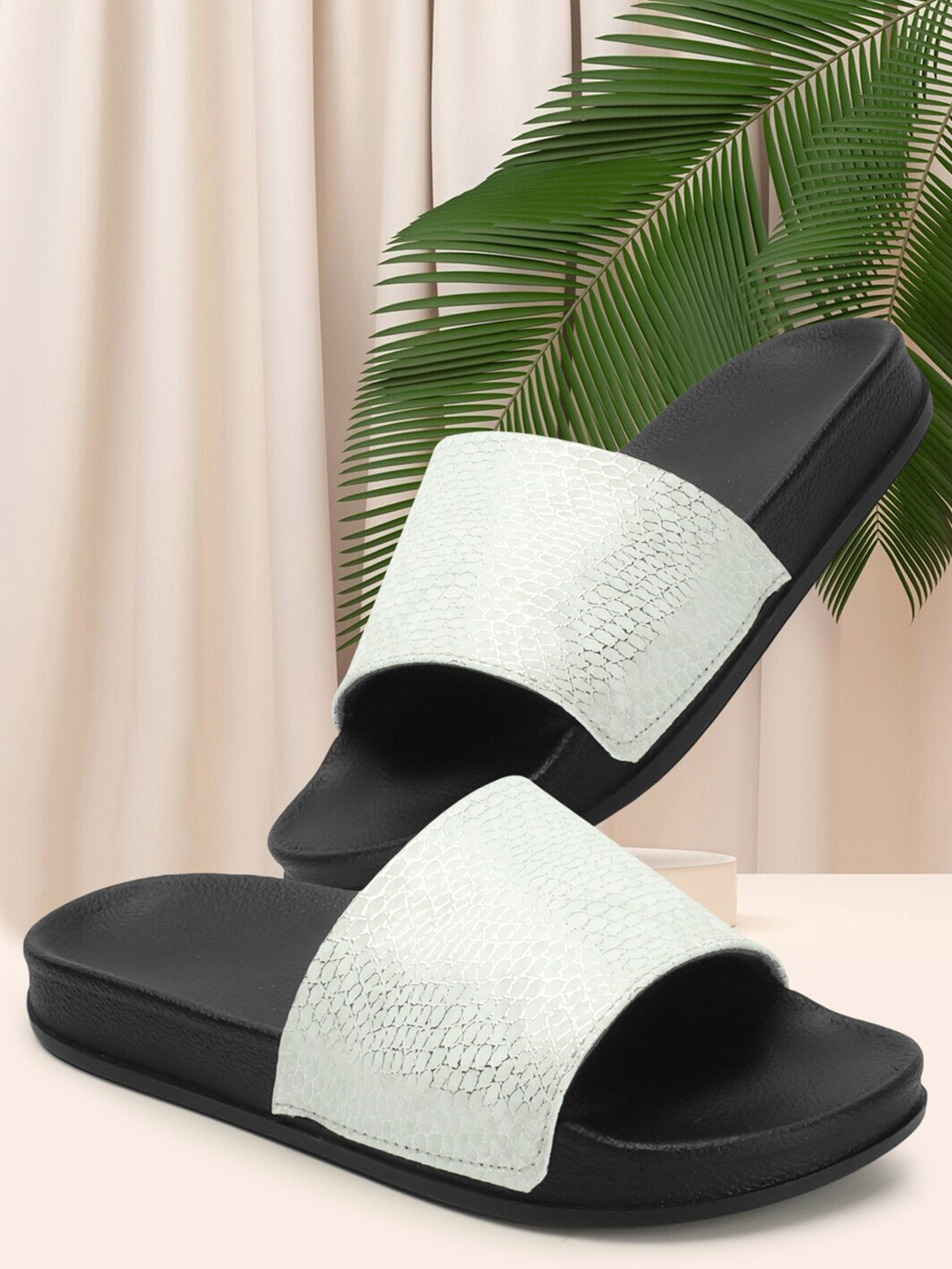 

Colo Women Self Design Sliders, White