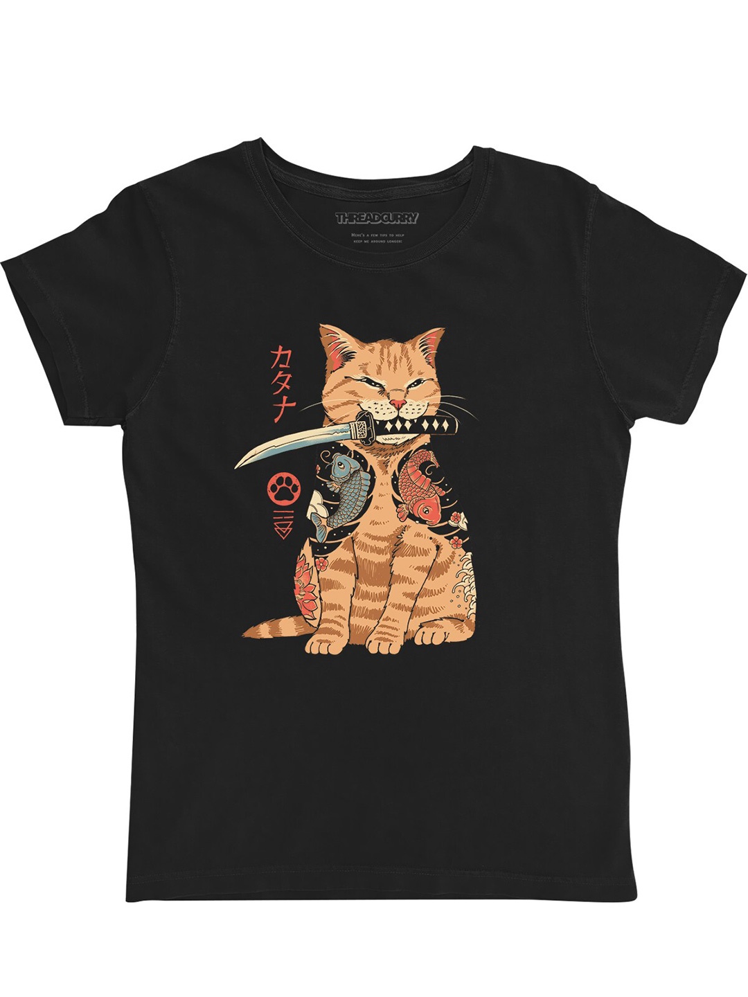 

THREADCURRY Girls Printed Round Neck Short Sleeves Regular Fit T-shirt, Black