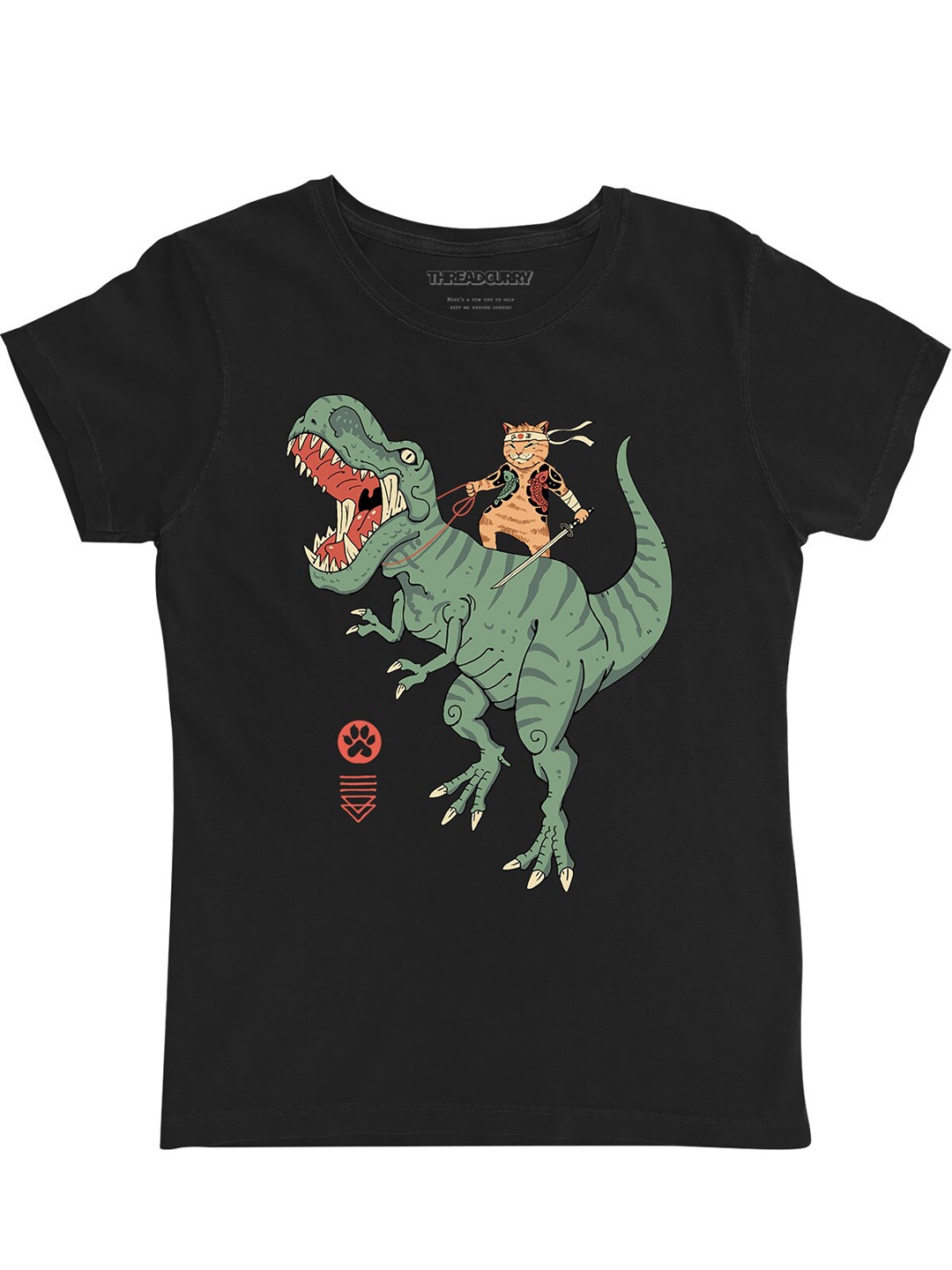

THREADCURRY Girls Graphic Printed Cotton T-shirt, Black