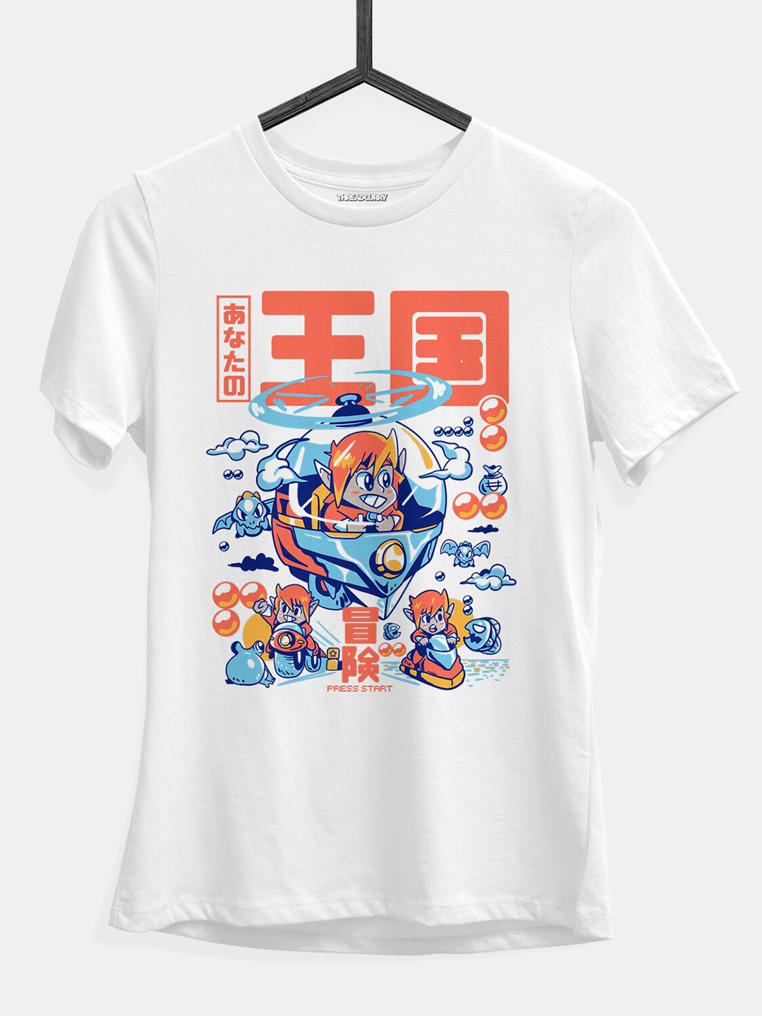 

THREADCURRY Girls Graphic Printed Round Neck Cotton T-shirt, White