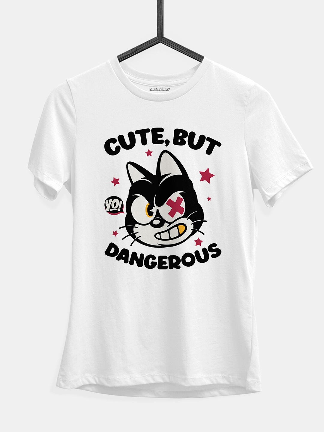

THREADCURRY Girls Typography Printed Round Neck Applique T-shirt, White