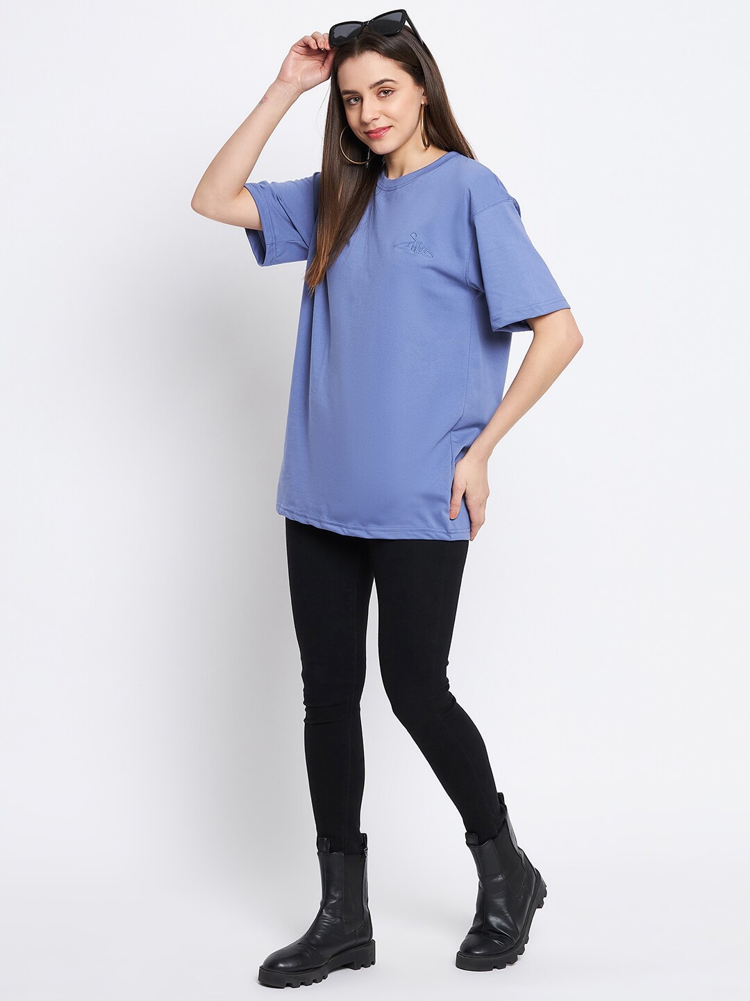 

Skidlers Drop-Shoulder Pure Cotton Oversized T-shirt, Lavender