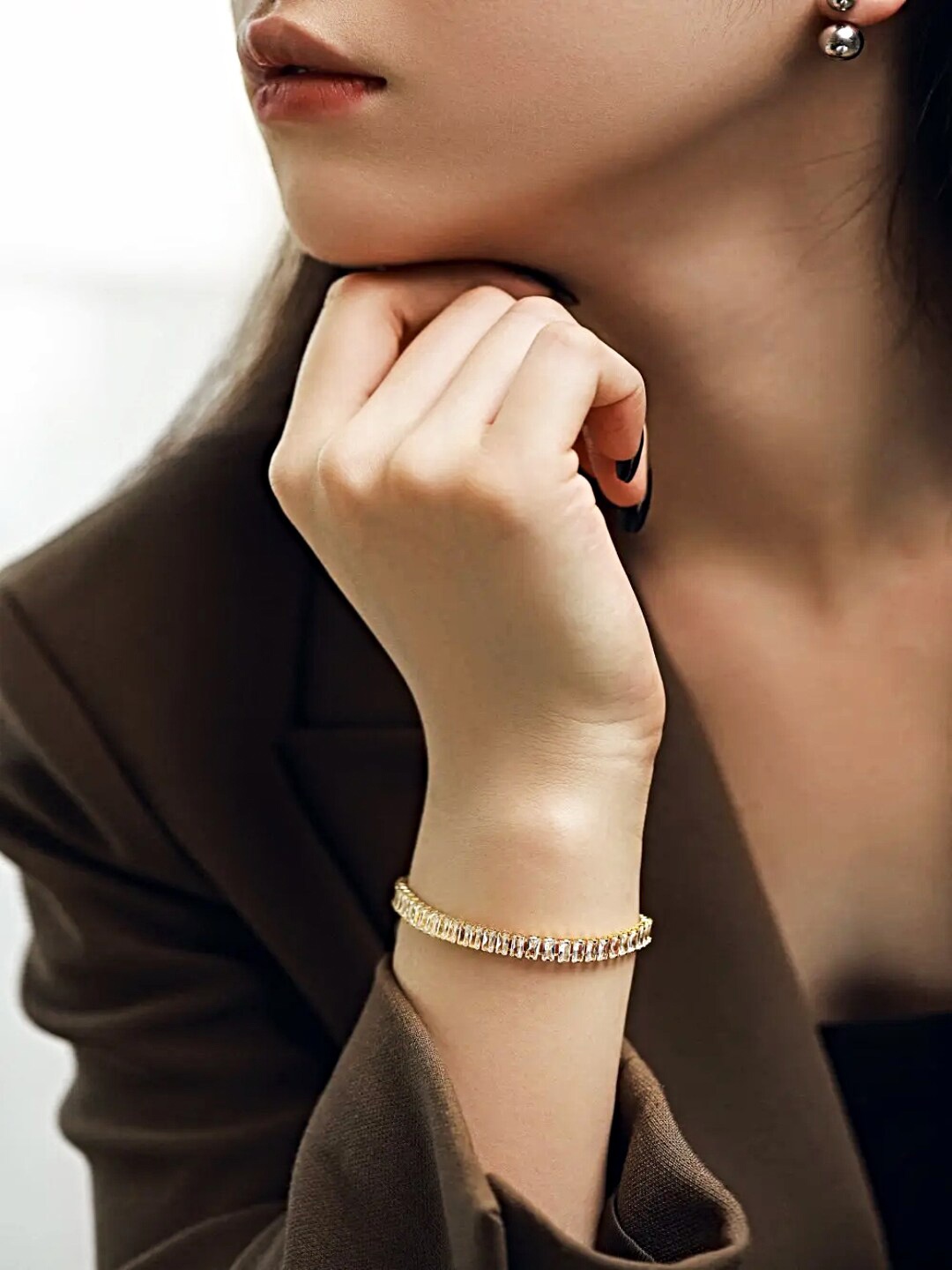 

Proplady German Silver American Diamond Rose Gold Plated Wraparound Bracelet