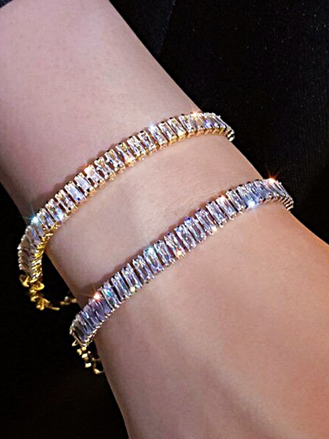

Proplady Set of 3 German Silver American Diamond Brass Plated Wraparound Bracelet