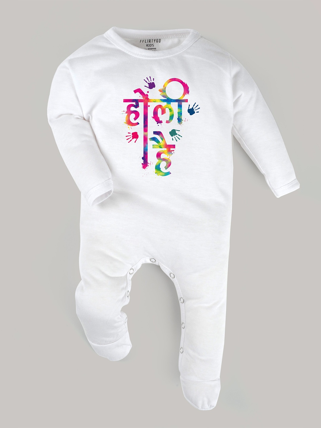 

FFLIRTYGO Infant Kids Printed Pure Cotton Sleepsuit, White