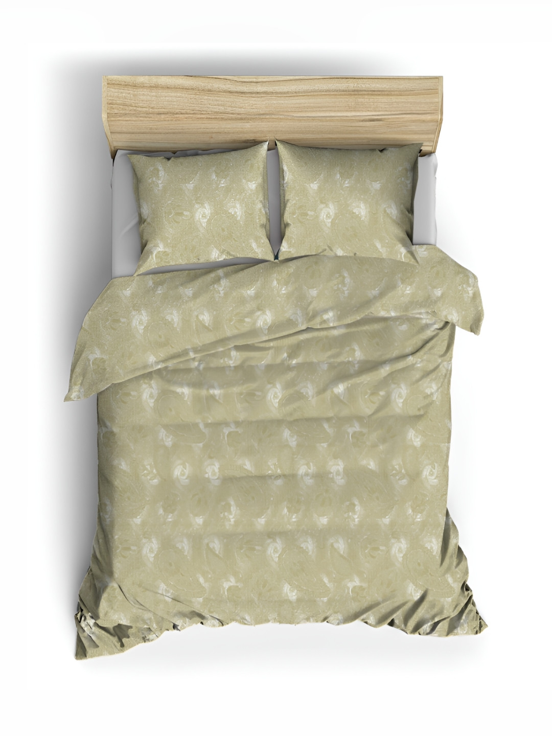 

borato Helious Green & White Printed Cotton 180 TC King Bedsheet With 2 Pillow Covers