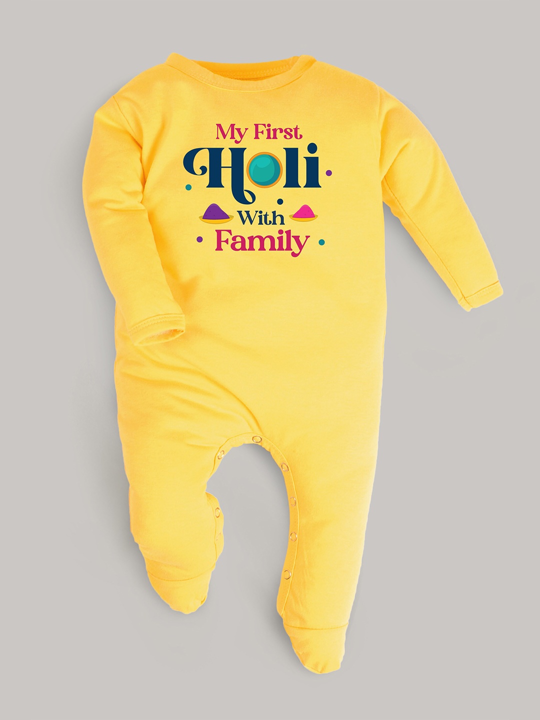 

FFLIRTYGO Infants Typography Printed Pure Cotton Sleepsuit, Yellow