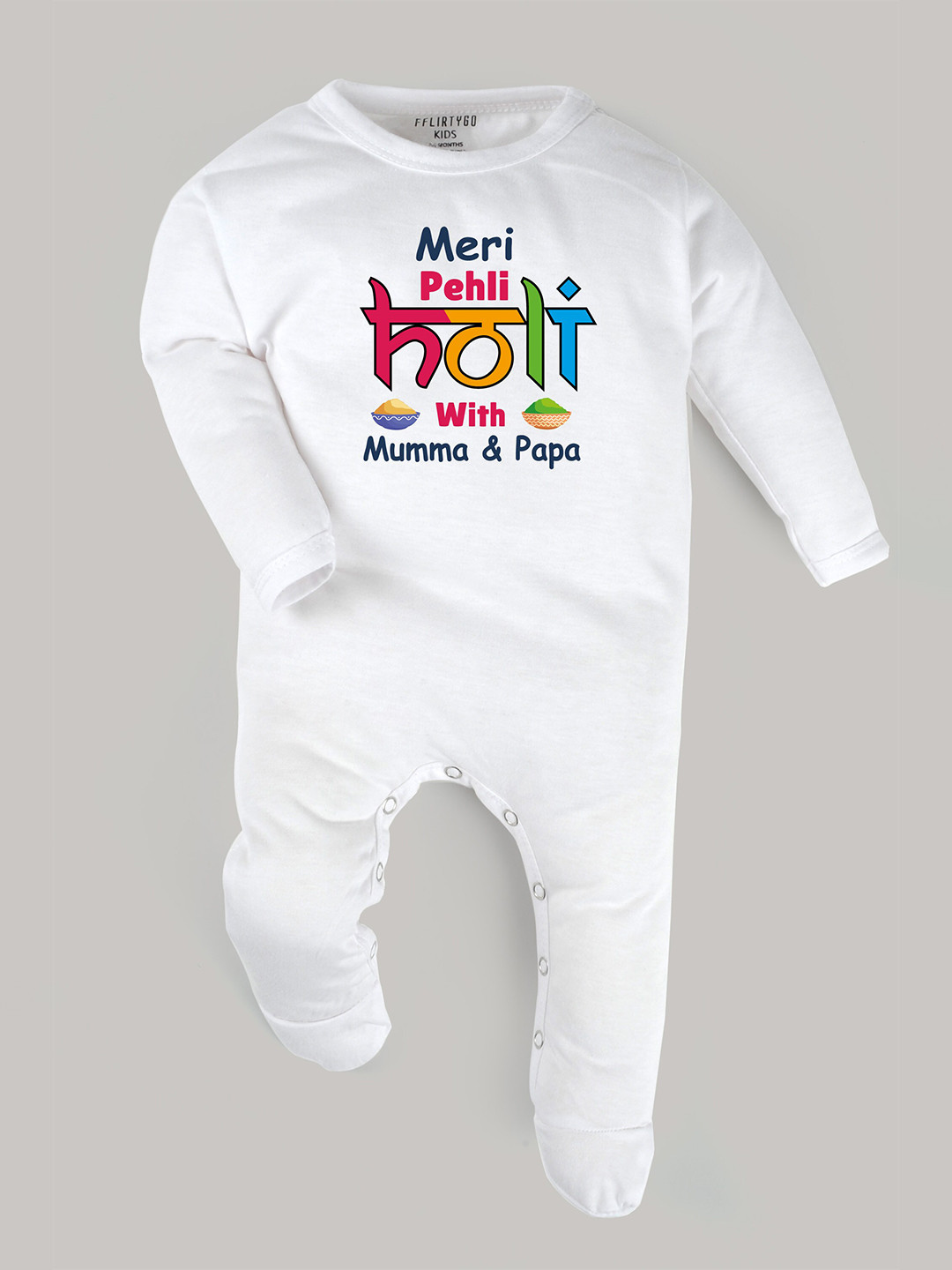 

FFLIRTYGO Infant Kids Printed Pure Cotton Sleepsuit, White