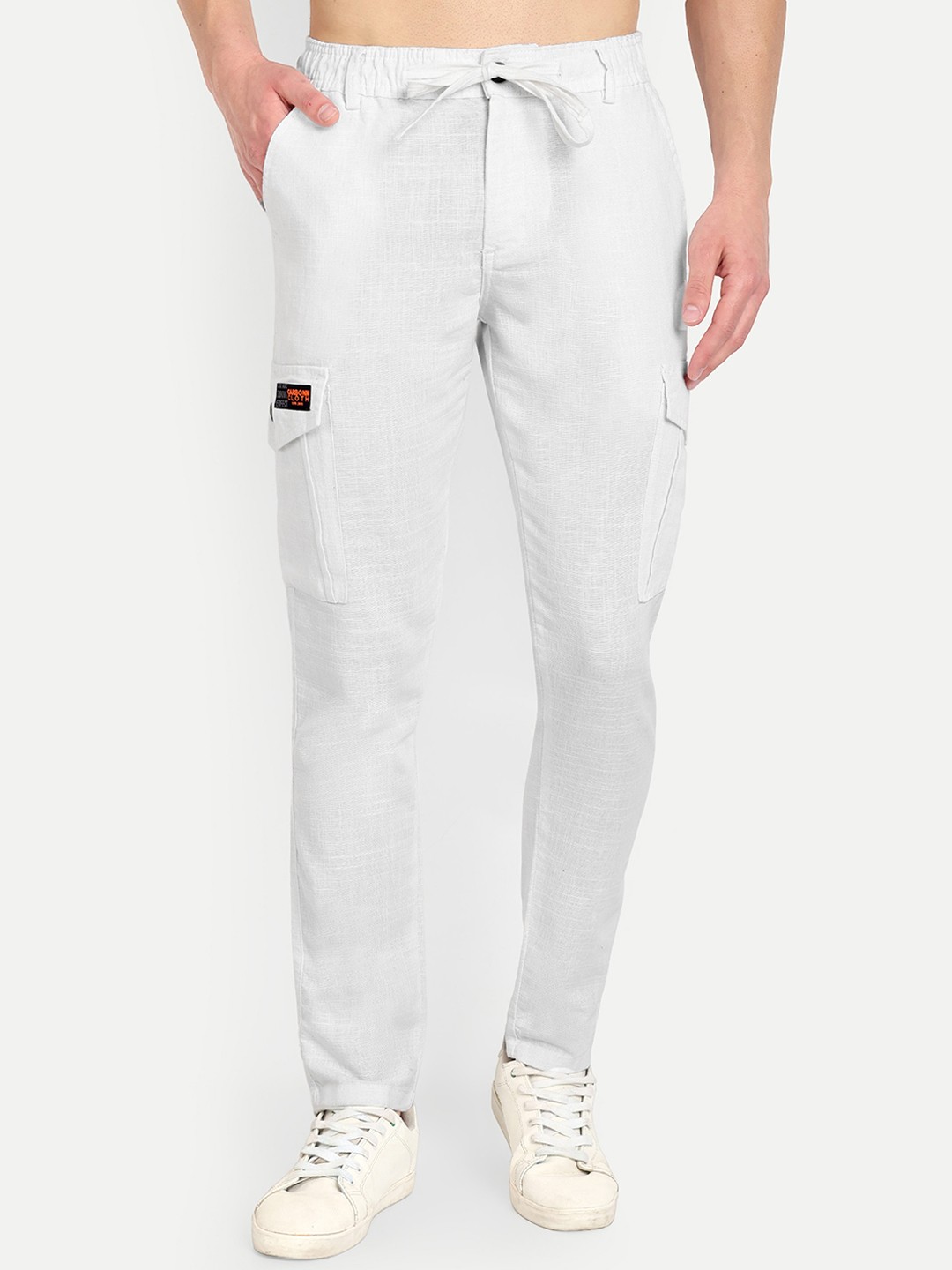 

CARBONN CLOTH Men Mid-Rise Cargos Trousers, White
