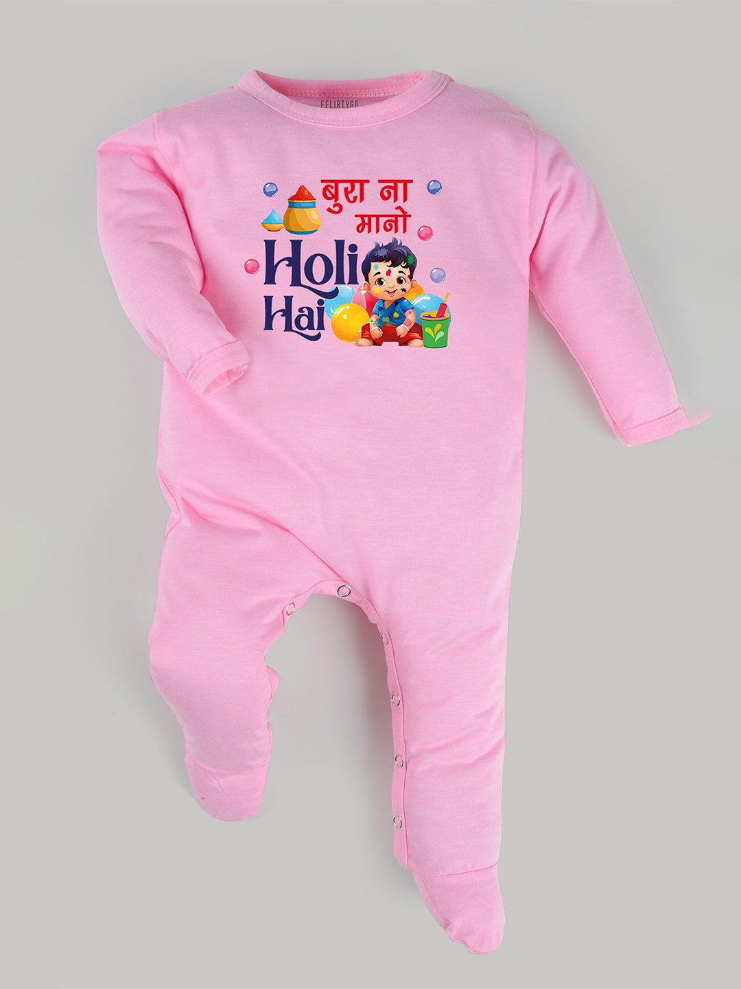 

FFLIRTYGO Infants Kids Typography Printed Pure Cotton Sleepsuit, Pink