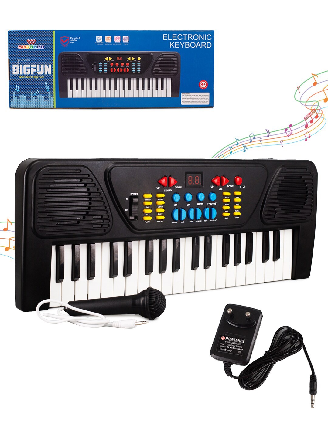 

WEMBLEY Kids Keyboard Piano with Microphone 37 Keys, Black