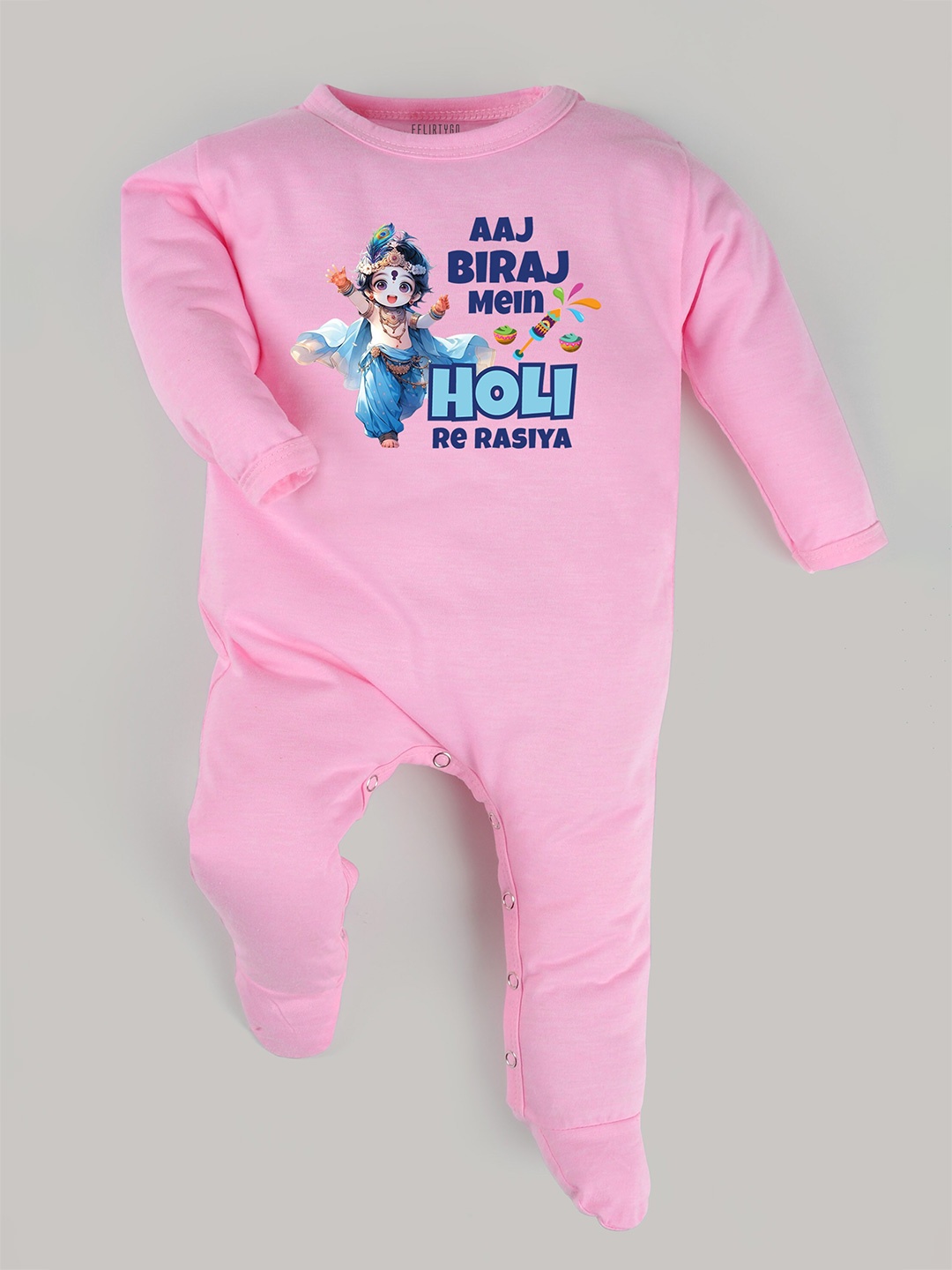 

FFLIRTYGO Infant Kids Printed Pure Cotton Sleepsuit, Pink